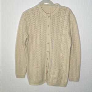 Vintage Cottage Grandma Cream Women's Cardigan EUC size xl